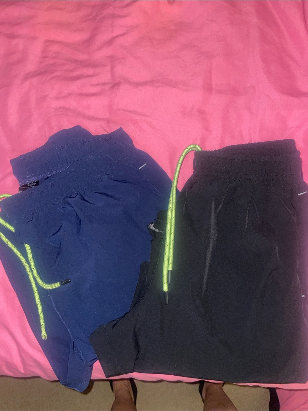 Pro Player Men's Joggers in Navy and Black with Neon Drawstrings